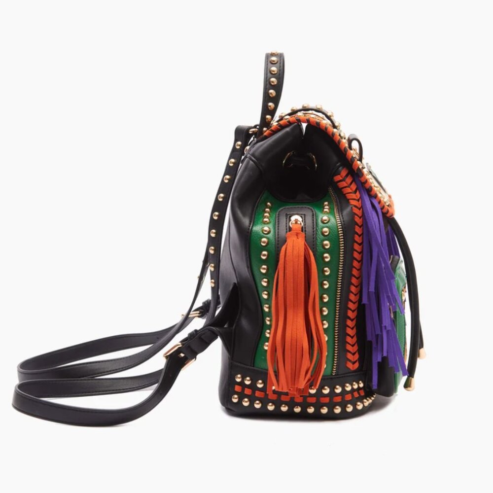 Prada Multicolor Leopard Fringe Leather Backpack - Picture 3 of 4